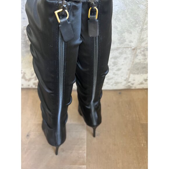 NEW Stuart WEITZMAN Strt Ruched 100 Satin Knee-High Boot in black Size 6 - Picture 10 of 12